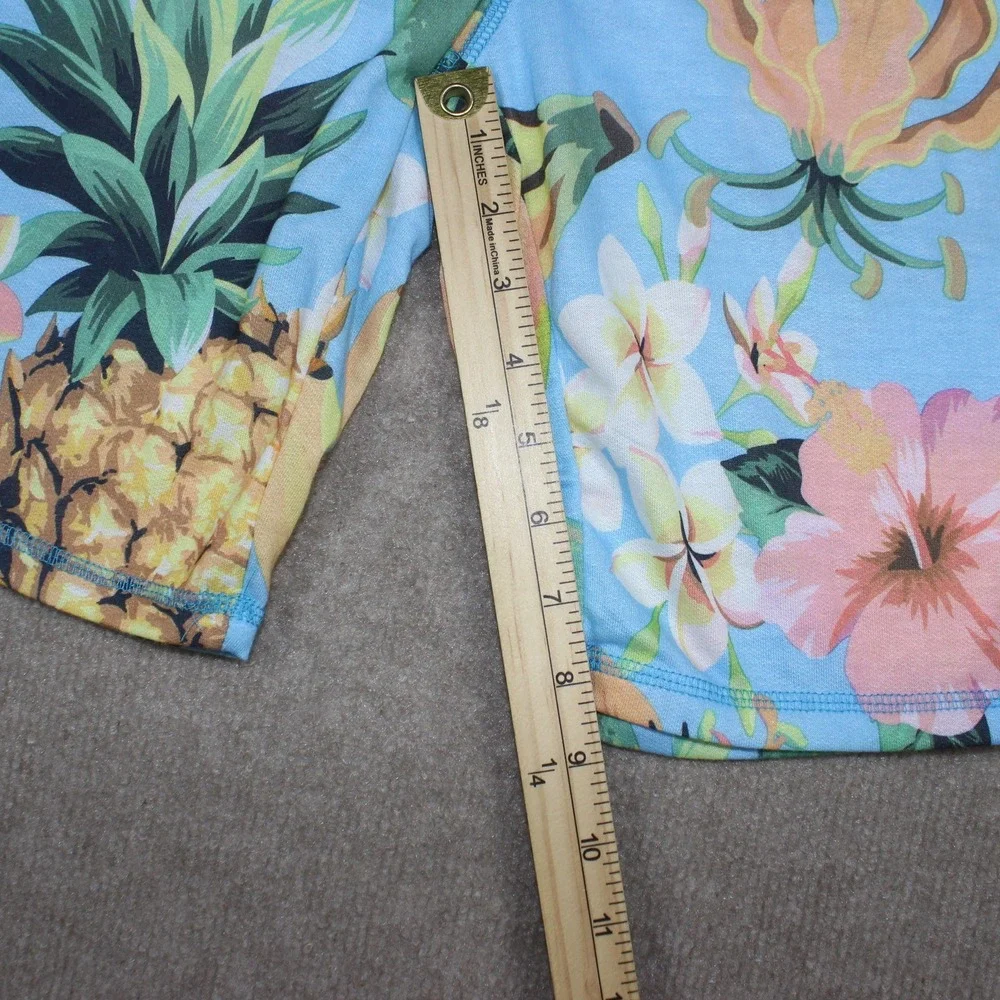 George Mens Tropical Fruit Print Shorts Blue Pineapple Floral Size Small 28-30